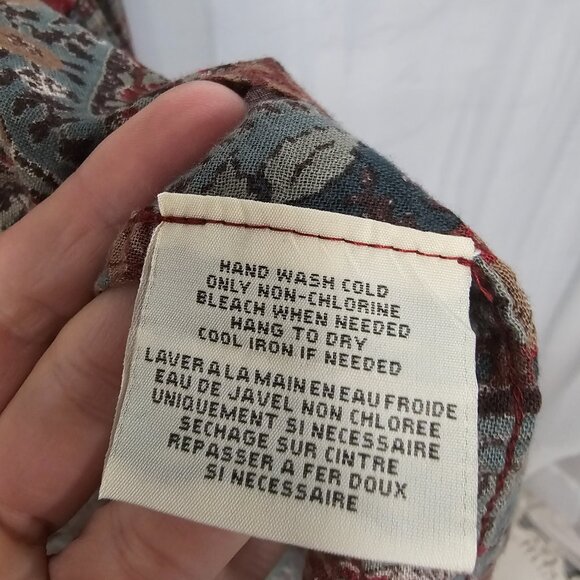 Denim & Supply Green Red Button Down Blouse Boho Western Floral S - Picture 10 of 11